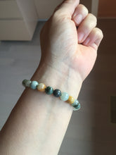 Load image into Gallery viewer, 6-8mm size 52-64mm 100% natural type A green/yellow/brown/black jadeite jade beads bracelet group BL133