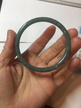 Load image into Gallery viewer, 56.5mm Certified Type A 100% Natural icy watery green/blue/black/gray slim round cut Guatemala Jadeite bangle PB14-5629