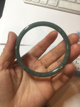 Load image into Gallery viewer, 56.5mm Certified Type A 100% Natural icy watery green/blue/black/gray slim round cut Guatemala Jadeite bangle PB14-5629
