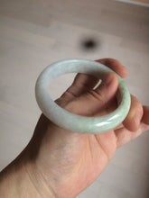 Load image into Gallery viewer, 55mm certified type A 100% Natural light green/white jadeite jade bangle AE66-6537