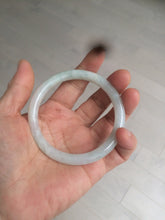 Load image into Gallery viewer, 54.8mm Certified type A 100% Natural light green/white round cut Jadeite bangle W100-6500 Add-on item!