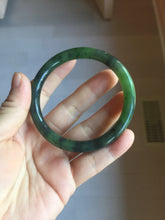Load image into Gallery viewer, 57mm Certified 100% Natural Fresh Young Green/Dark Green/Black Green Ink Painting (绿水墨) Round Cut Nephrite (Wulanhai 乌兰海碧玉) Bangle HN151-7331