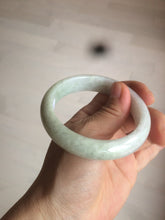 Load image into Gallery viewer, 55mm certified type A 100% Natural light green/white jadeite jade bangle AE66-6537