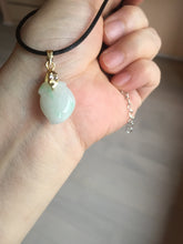 Load image into Gallery viewer, Type A 100% Natural icy watery sunny green/purple/white Jadeite Jade Peach Pendant group BL48