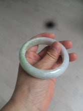 Load image into Gallery viewer, 55mm certified type A 100% Natural light green/white jadeite jade bangle AE66-6537