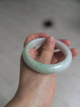 Load image into Gallery viewer, 55mm certified type A 100% Natural light green/white jadeite jade bangle AE66-6537