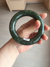 Load image into Gallery viewer, 59.5mm certified 100% Natural dark green/gray (nebula dust) chubby round cut nephrite Jade bangle HE101-0201