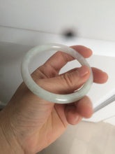 Load image into Gallery viewer, 54.8mm Certified type A 100% Natural light green/white round cut Jadeite bangle W100-6500 Add-on item!