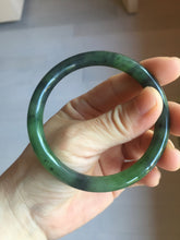 Load image into Gallery viewer, 57mm Certified 100% Natural Fresh Young Green/Dark Green/Black Green Ink Painting (绿水墨) Round Cut Nephrite (Wulanhai 乌兰海碧玉) Bangle HN151-7331