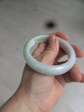 Load image into Gallery viewer, 55mm certified type A 100% Natural light green/white jadeite jade bangle AE66-6537