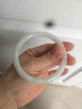 Load image into Gallery viewer, 54.8mm Certified type A 100% Natural light green/white round cut Jadeite bangle W100-6500 Add-on item!