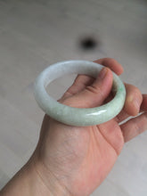 Load image into Gallery viewer, 55mm certified type A 100% Natural light green/white jadeite jade bangle AE66-6537