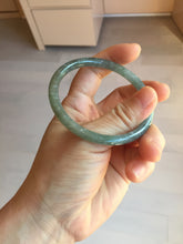 Load image into Gallery viewer, 56mm Type A 100% Natural Light Green/Gray/Black/Brown “Reed Flowers & Snow” Guatemala Slim Round Cut Jadeite Bangle PJ127-1420