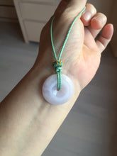 Load image into Gallery viewer, 22.3-26.6mm Type A 100% Natural light purple white Jadeite Jade Safety Guardian Button donuts Pendant BF136