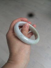 Load image into Gallery viewer, 55mm certified type A 100% Natural light green/white jadeite jade bangle AE66-6537