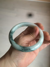 Load image into Gallery viewer, 59mm Certified type A 100% Natural green/white/brown with green floating flowers slim Jadeite bangle AZ34-4364