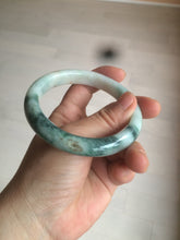 Load image into Gallery viewer, 59mm Certified type A 100% Natural green/white/brown with green floating flowers slim Jadeite bangle AZ34-4364