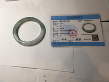 Load image into Gallery viewer, 57.5mm certified 100% natural Type A watermelon-rind green white Cool White Base with Misty Green Patches jadeite bangle PE18-2116