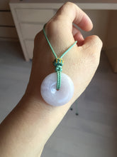 Load image into Gallery viewer, 22.3-26.6mm Type A 100% Natural light purple white Jadeite Jade Safety Guardian Button donuts Pendant BF136