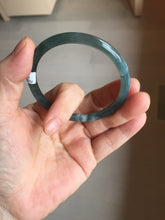 Load image into Gallery viewer, 54.8mm Certified Type A 100% Natural dark green/blue/gray Guatemala slim round cut Jadeite bangle PD182-2480