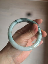 Load image into Gallery viewer, 59mm Certified type A 100% Natural green/white/brown with green floating flowers slim Jadeite bangle AZ34-4364