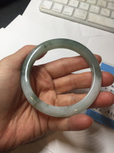 Load image into Gallery viewer, 57.5mm certified 100% natural Type A watermelon-rind green white Cool White Base with Misty Green Patches jadeite bangle PE18-2116