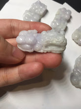 Load image into Gallery viewer, 43mm 100% natural type A light purple green white jadeite jade 3D PiXiu(貔貅) pendant/desk decor BP95