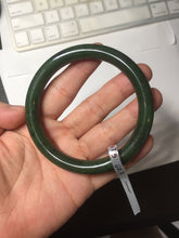 Load image into Gallery viewer, 60.5mm certified 100% Natural dark green/black round cut nephrite Jade(碧玉) bangle HN13-1575