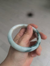 Load image into Gallery viewer, 59mm Certified type A 100% Natural green/white/brown with green floating flowers slim Jadeite bangle AZ34-4364