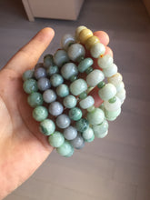 Load image into Gallery viewer, Size 52-60mm 100% natural type A green/yellow/brown/purple jadeite jade beads bracelet group BL134