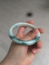 Load image into Gallery viewer, 59mm Certified type A 100% Natural green/white/brown with green floating flowers slim Jadeite bangle AZ34-4364