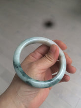 Load image into Gallery viewer, 59mm Certified type A 100% Natural green/white/brown with green floating flowers slim Jadeite bangle AZ34-4364