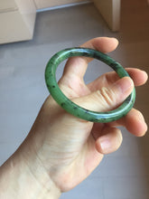 Load image into Gallery viewer, 58mm Certified 100% Natural Fresh Young Green/Dark Green/Black Green Ink Painting (绿水墨) Round Cut Nephrite (Wulanhai 乌兰海碧玉) Bangle HN150-7311