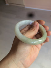 Load image into Gallery viewer, 55.9mm Certified Type A 100% Natural white/green/yellow early spring morning color Jadeite Jade bangle A105-5066