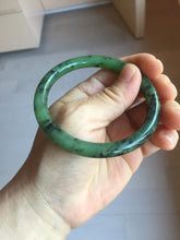 Load image into Gallery viewer, 58mm Certified 100% Natural Fresh Young Green/Dark Green/Black Green Ink Painting (绿水墨) Round Cut Nephrite (Wulanhai 乌兰海碧玉) Bangle HN150-7311