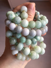 Load image into Gallery viewer, Size 52-60mm 100% natural type A green/yellow/brown/purple jadeite jade beads bracelet group BL134