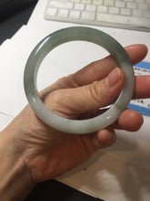 Load image into Gallery viewer, 57.5mm certified 100% natural Type A watermelon-rind green white Cool White Base with Misty Green Patches jadeite bangle PE18-2116