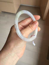 Load image into Gallery viewer, 58.5mm certified Type A 100% Natural white yellow green gray light purple with brown red flying dandelions slim round cut Jadeite Jade bangle PE118-3721