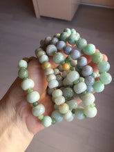 Load image into Gallery viewer, Size 52-60mm 100% natural type A green/yellow/brown/purple jadeite jade beads bracelet group BL134