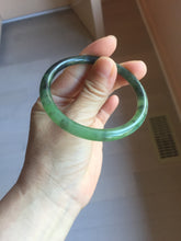 Load image into Gallery viewer, 55mm Certified 100% Natural Fresh Young Green/Dark Green/Black Green Ink Painting (绿水墨) Round Cut Nephrite (Wulanhai 乌兰海碧玉) Bangle HN149-7310