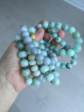 Load image into Gallery viewer, Size 52-60mm 100% natural type A green/yellow/brown/purple jadeite jade beads bracelet group BL134