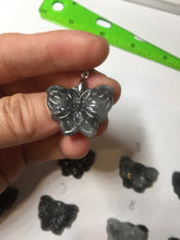 Load image into Gallery viewer, 100% Natural type A black white Wuji(乌鸡) Jadeite Jade butterfly Midnight Bloom(暗夜之花) pendant PF4
