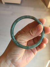 Load image into Gallery viewer, 54.2mm Type A 100% Natural Light Green/Gray/Black/Brown “Reed Flowers & Snow” Guatemala Slim Round Cut Jadeite Bangle PJ129-1422