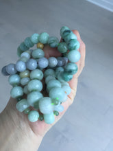 Load image into Gallery viewer, Size 52-60mm 100% natural type A green/yellow/brown/purple jadeite jade beads bracelet group BL134