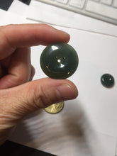 Load image into Gallery viewer, 24.2/116.7mmType A 100% Natural oily dark green/black/gray(老油青) Jadeite Jade Safety Guardian Button donuts couple pendant PC129
