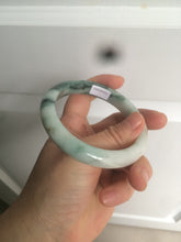 Load image into Gallery viewer, 59mm Certified type A 100% Natural green/white/brown with green floating flowers slim Jadeite bangle AZ34-4364