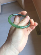 Load image into Gallery viewer, 55mm Certified 100% Natural Fresh Young Green/Dark Green/Black Green Ink Painting (绿水墨) Round Cut Nephrite (Wulanhai 乌兰海碧玉) Bangle HN149-7310