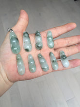 Load image into Gallery viewer, Type A 100% Natural icy watery white/green with green floating flowers Four Seasons Fortune Beans jadeite jade group AU79