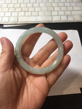 Load image into Gallery viewer, 52.2mm 100% Natural type A icy watery light green carved and golden-painted round cut slim Jadeite Jade bangle BH129
