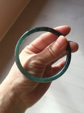 Load image into Gallery viewer, 59.8mm Certified Type A 100% Natural dark green/blue/gray Guatemala slim round cut Jadeite bangle PD174-2486